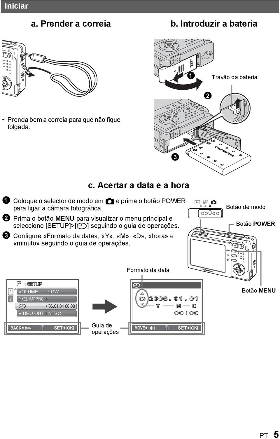 Prima o botão MENU para visualizar o menu principal e seleccione [SETUP]>[X] seguindo o guia de operações.