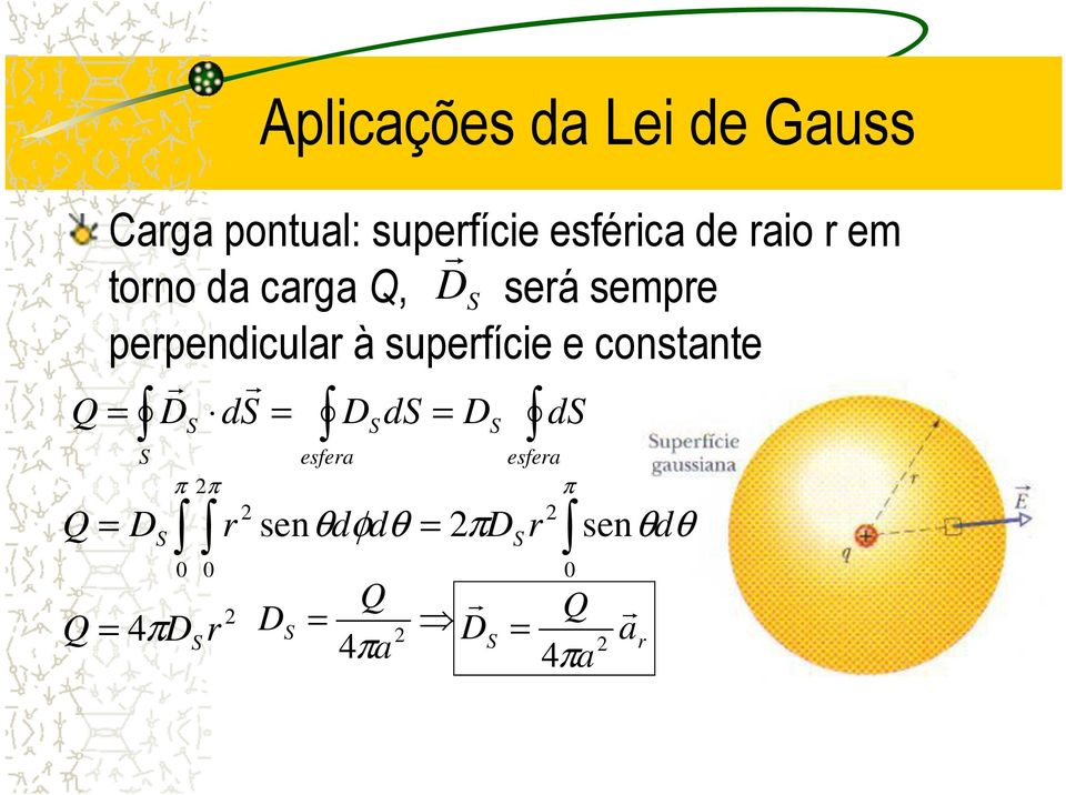 pependicula à supefície e constante = d d = π 2π esfea 2