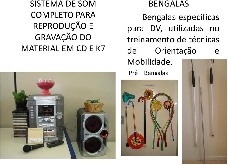 Bengalas específicas para DV, utilizadas no