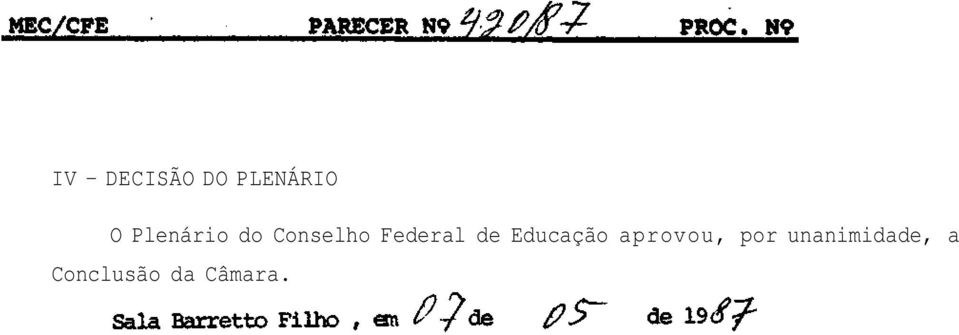 de Educação aprovou, por