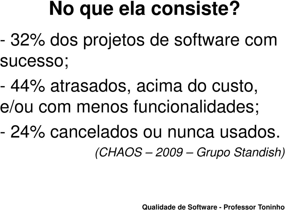 44% atrasados, acima do custo, e/ou com menos