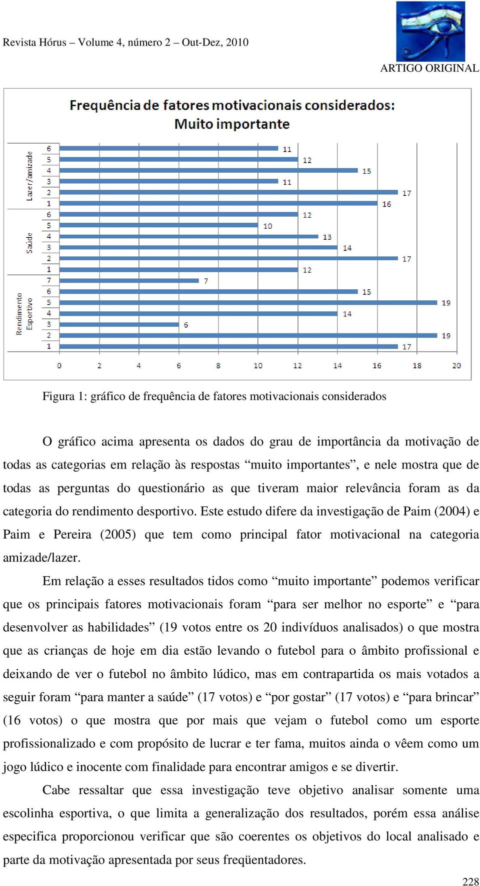 Este estudo difere da investigação de Paim (2004) e Paim e Pereira (2005) que tem como principal fator motivacional na categoria amizade/lazer.