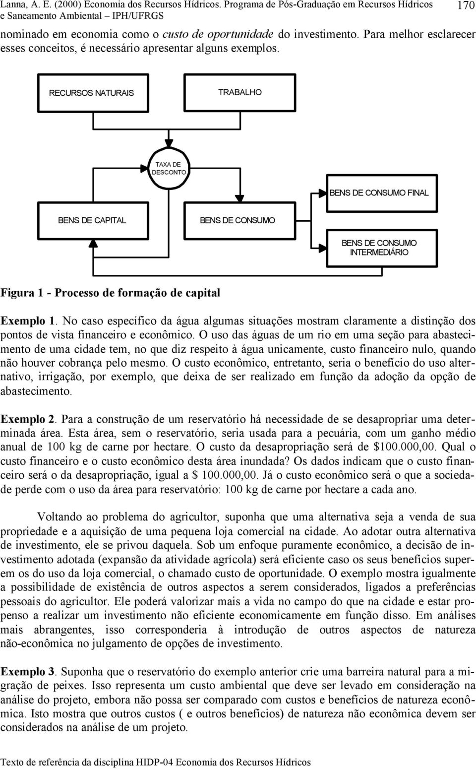 No caso específico da água algumas situações mostram claramente a distinção dos pontos de vista financeiro e econômico.