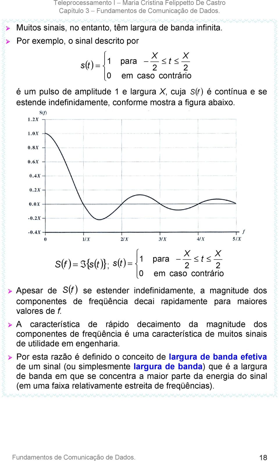 abaixo. S () f = I{ s() t }; s() t = 1 0 X X para t 2 2 em caso contrário!