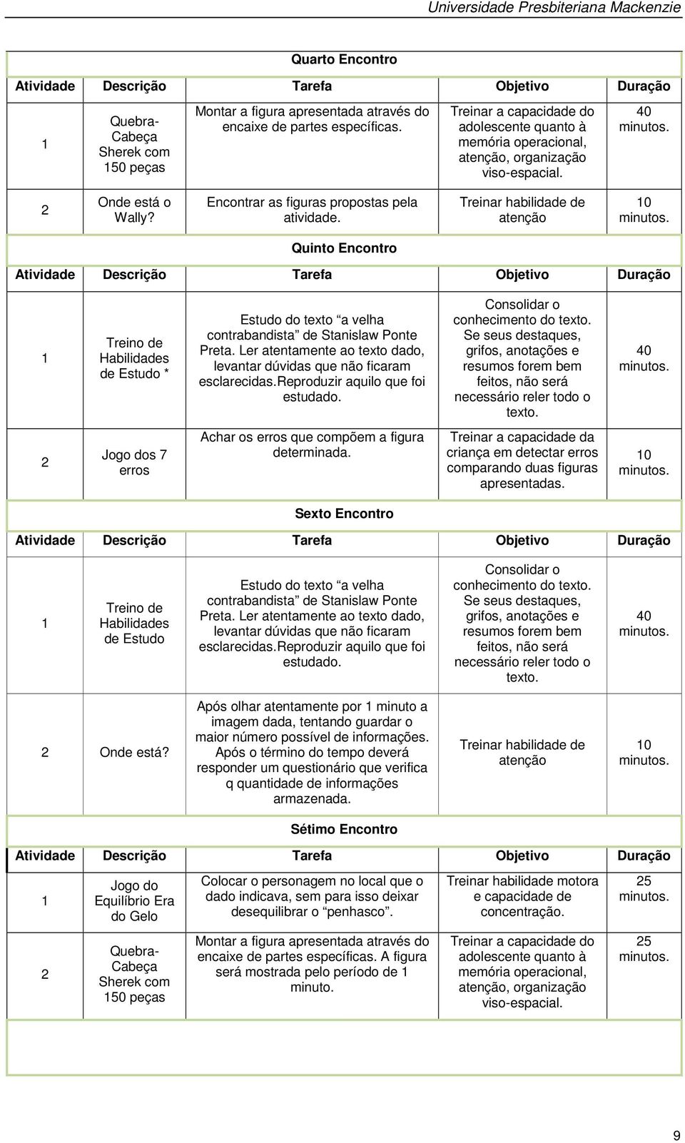 Treinar habilidade de atenção 0 Quinto Encontro Treino de Habilidades de Estudo * Estudo do texto a velha contrabandista de Stanislaw Ponte Preta.