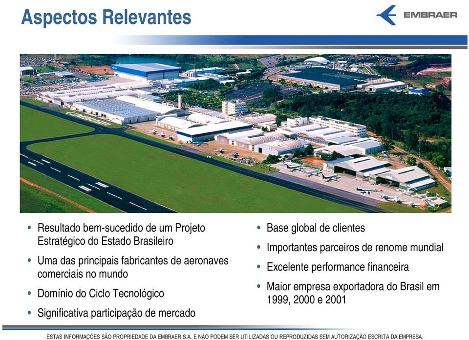 Significativa participação de mercado Base global de clientes Importantes parceiros de renome