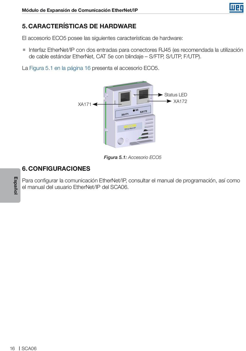 conectores RJ45 (es recomendada la utilización de cable estándar EtherNet, CAT 5e con blindaje S/FTP, S/UTP, F/UTP). La Figura 5.