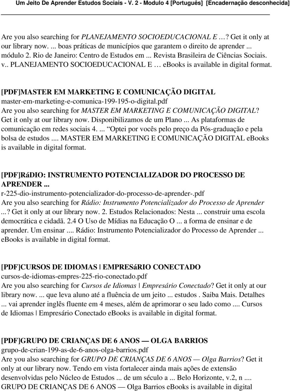 [PDF]MASTER EM MARKETING E COMUNICAÇÃO DIGITAL master-em-marketing-e-comunica-199-195-o-digital.pdf Are you also searching for MASTER EM MARKETING E COMUNICAÇÃO DIGITAL?