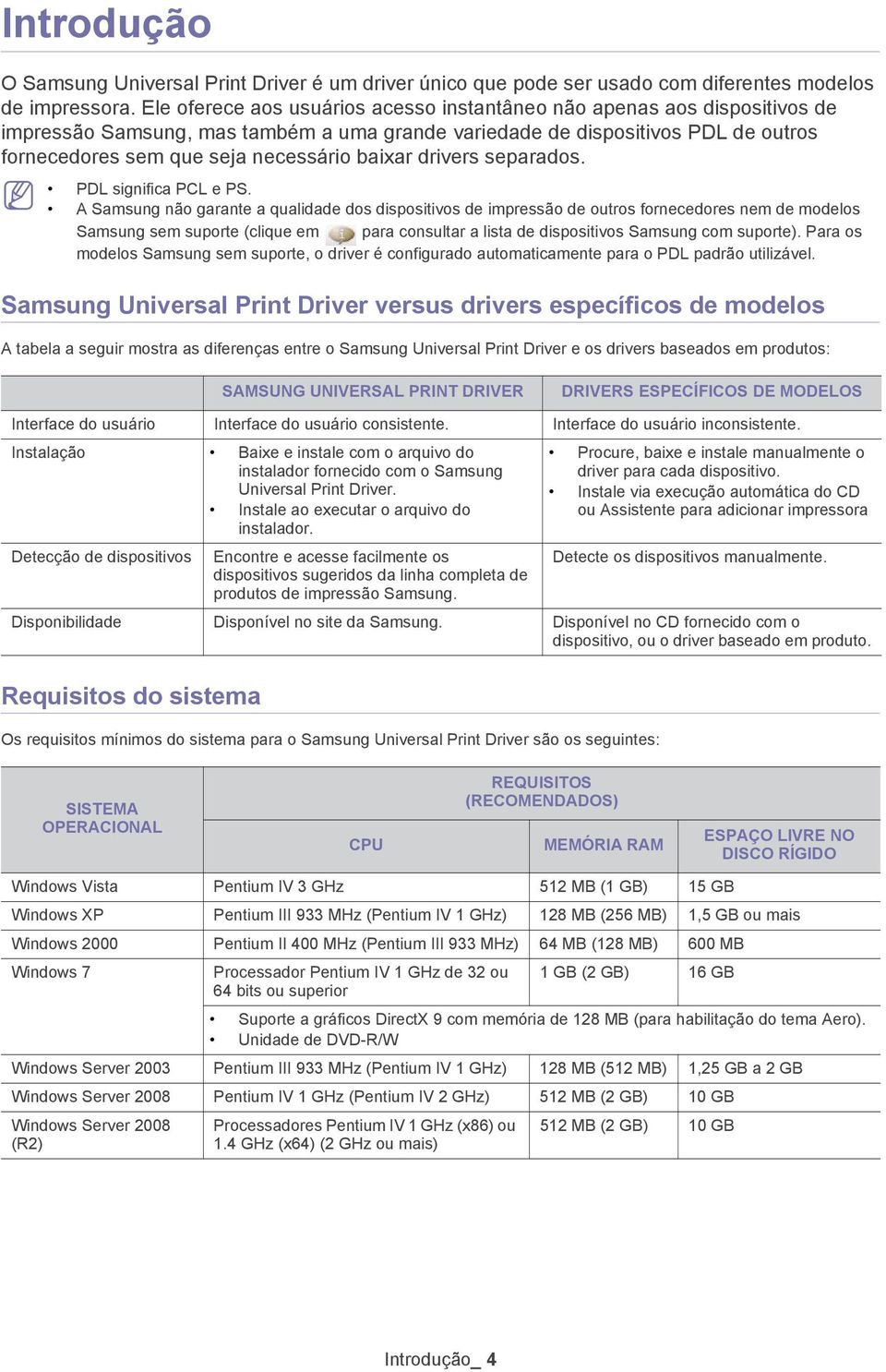 baixar drivers separados. PDL significa PCL e PS.