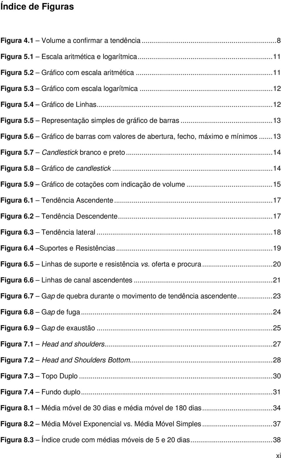 .. 14 Figura 5.8 Gráfico de candlestick... 14 Figura 5.9 Gráfico de cotações com indicação de volume... 15 Figura 6.1 Tendência Ascendente... 17 Figura 6.2 Tendência Descendente... 17 Figura 6.3 Tendência lateral.