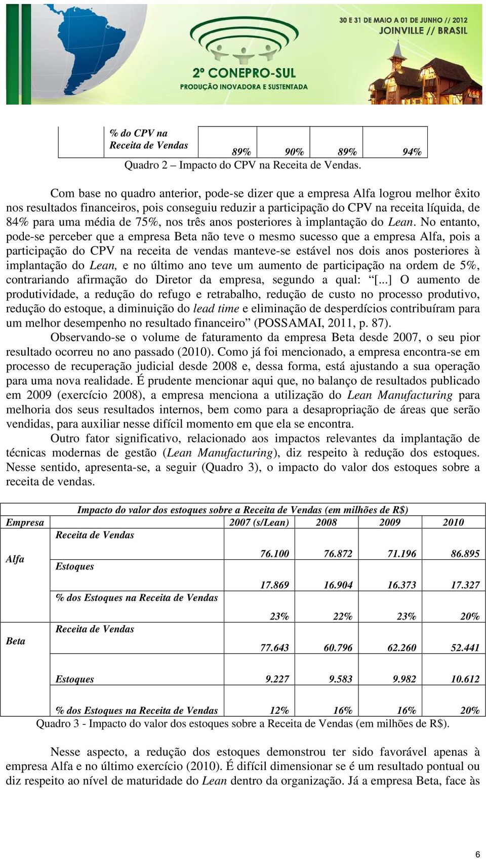 75%, nos três anos posteriores à implantação do Lean.