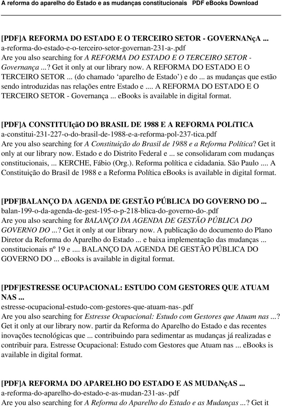 .. A REFORMA DO ESTADO E O TERCEIRO SETOR - Governança.