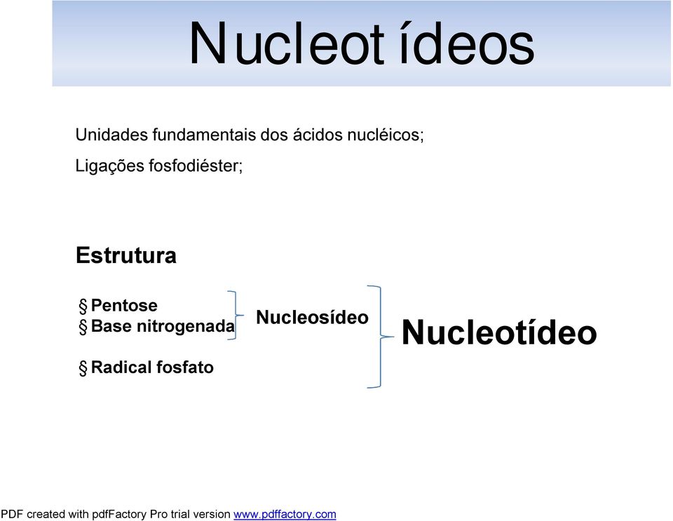 fosfodiéster; Estrutura Pentose Base