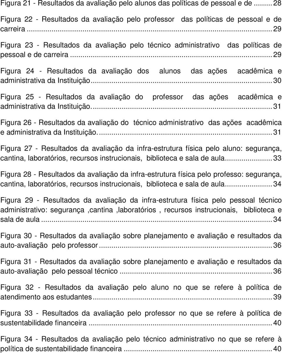 .. 29 Figura 24 - Resultados da avaliação dos alunos das ações acadêmica e administrativa da Instituição.