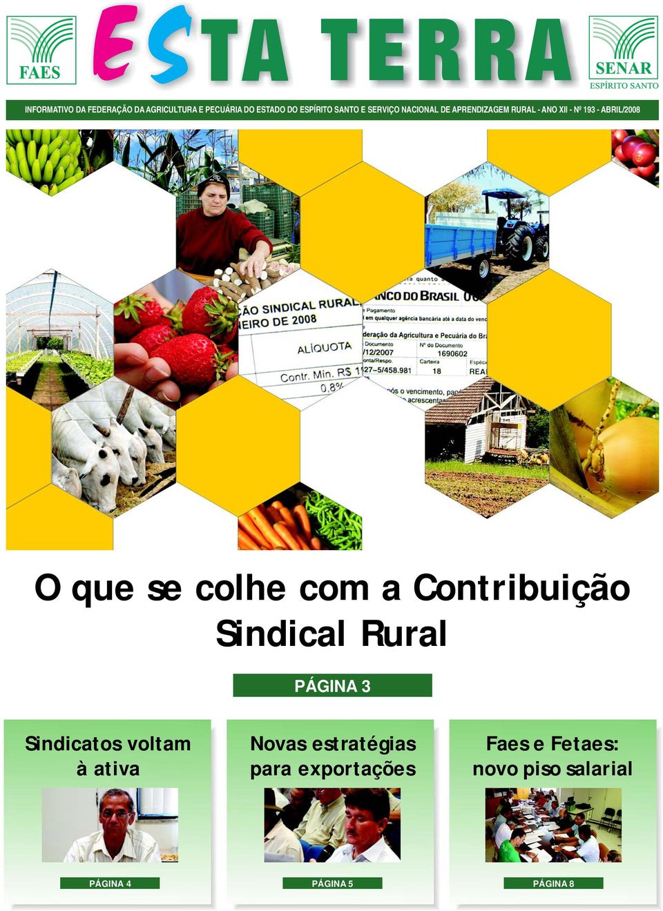colhe com a Contribuição Sindical Rural PÁGINA 3 Sindicatos voltam à ativa Novas