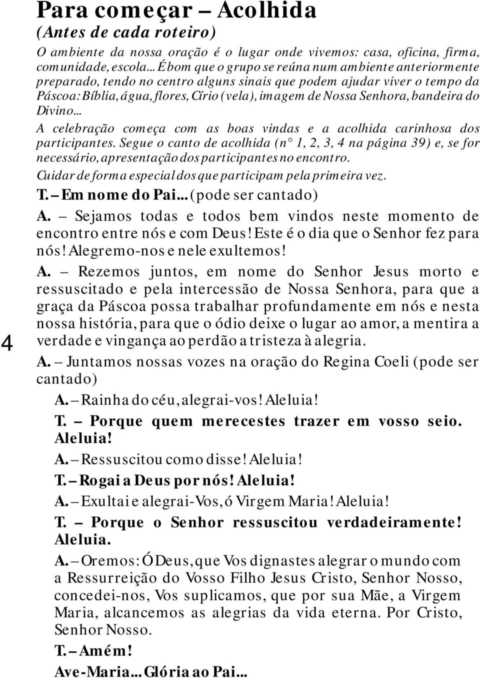 Senhora, bandeira do Divino... A celebração começa com as boas vindas e a acolhida carinhosa dos participantes.