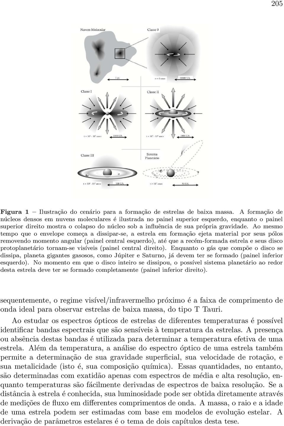 Ao mesmo tempo que o envelope começa a dissipar-se, a estrela em formação ejeta material por seus pólos removendo momento angular (painel central esquerdo), até que a recém-formada estrela e seus