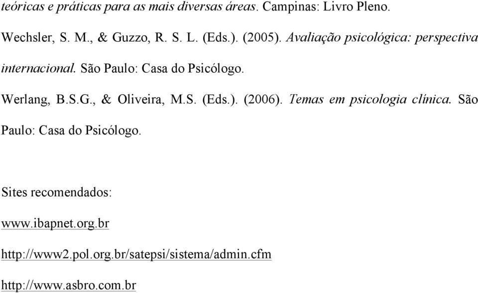 , & Oliveira, M.S. (Eds.). (2006). Temas em psicologia clínica. São Paulo: Casa do Psicólogo.