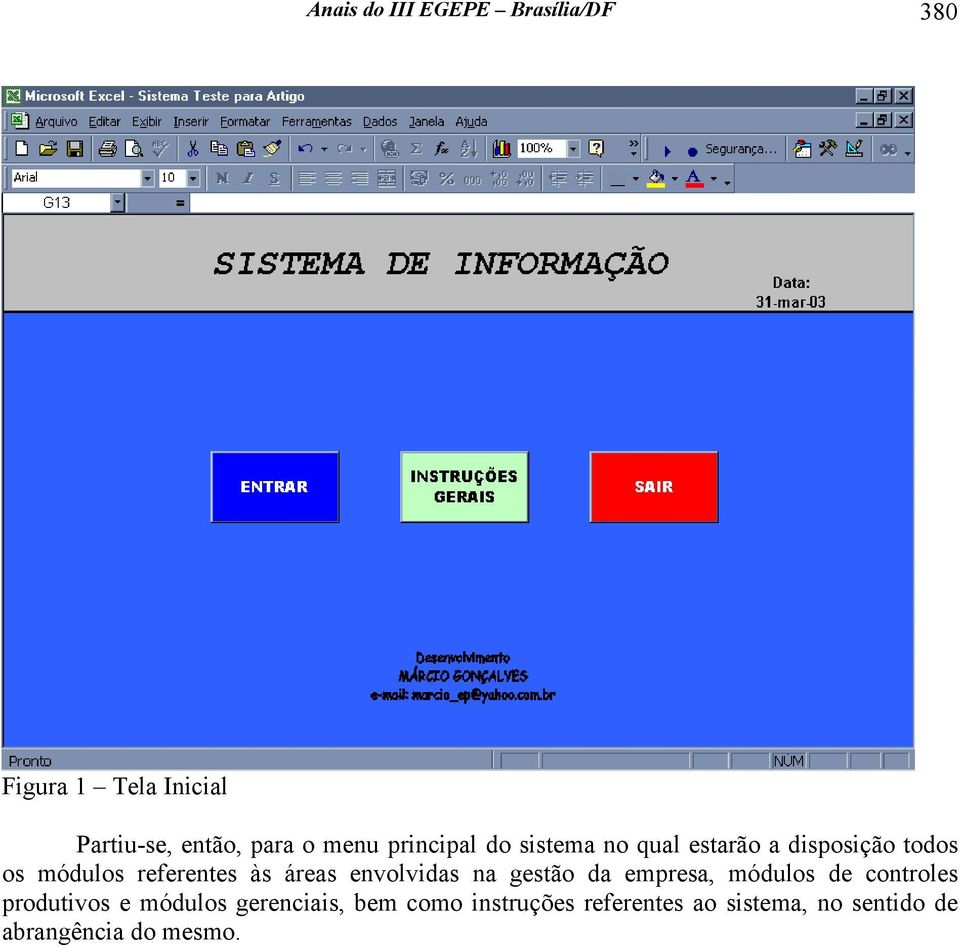 às áreas envolvidas na gestão da empresa, módulos de controles produtivos e módulos