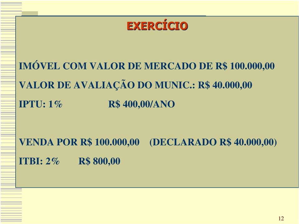 000,00 IPTU: 1% R$ 400,00/ANO VENDA POR R$ 100.