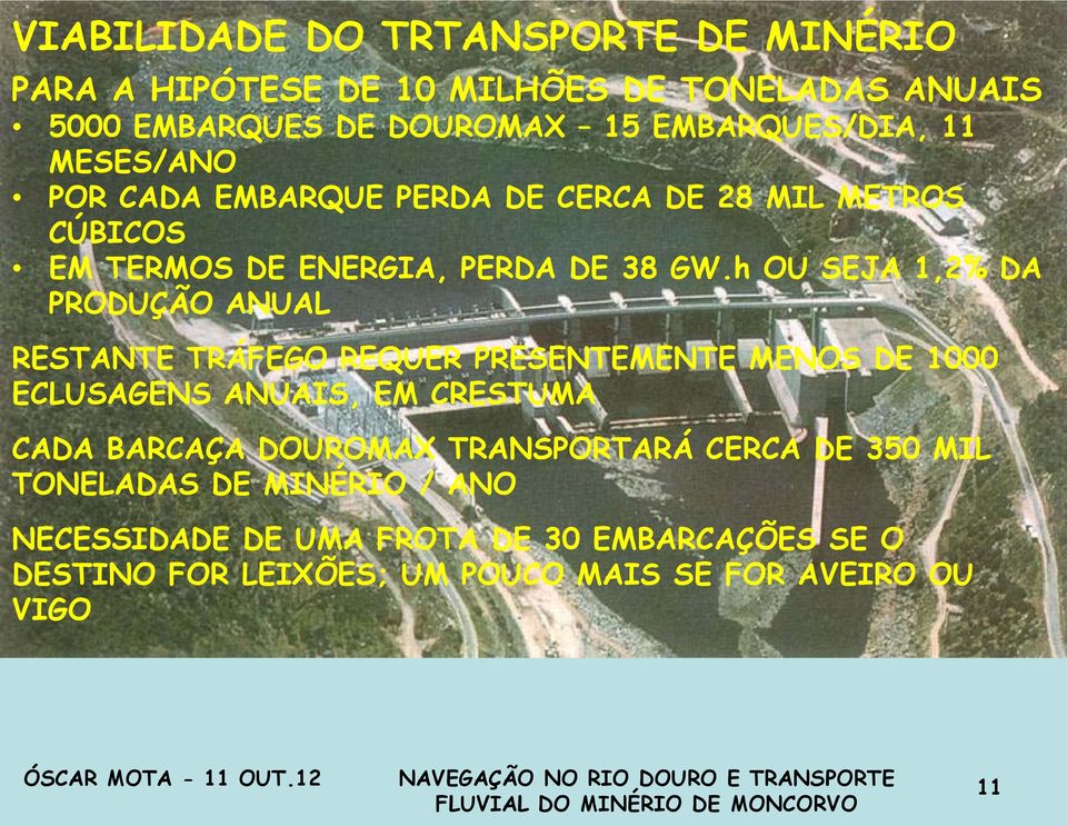 h OU SEJA 1,2% DA PRODUÇÃO ANUAL RESTANTE TRÁFEGO REQUER PRESENTEMENTE MENOS DE 1000 ECLUSAGENS ANUAIS, EM CRESTUMA CADA BARCAÇA