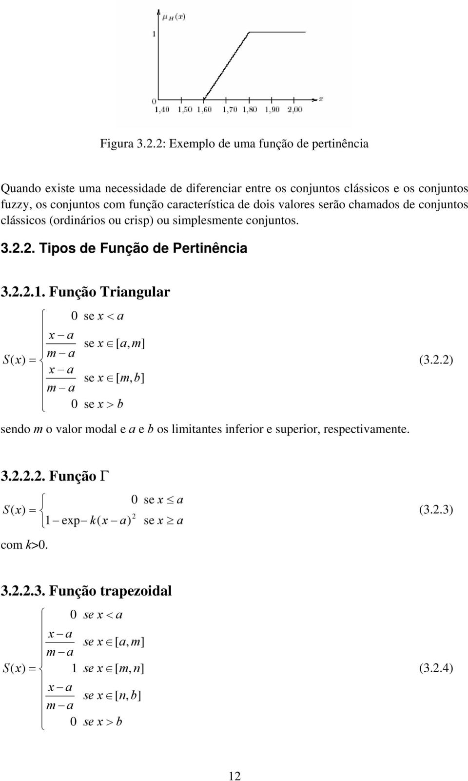 valores serão chamados de conjuntos clássicos (ordinários ou crisp) ou simplesmente conjuntos. 3.2.2. Tipos de Função de Pertinência 3.2.2.1.