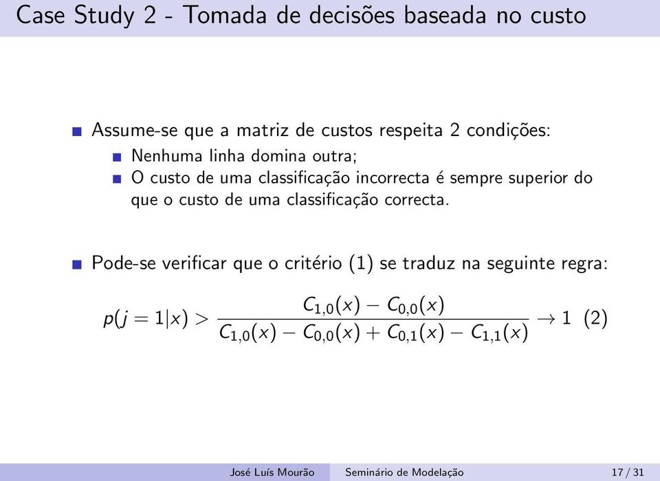 classificação correcta.