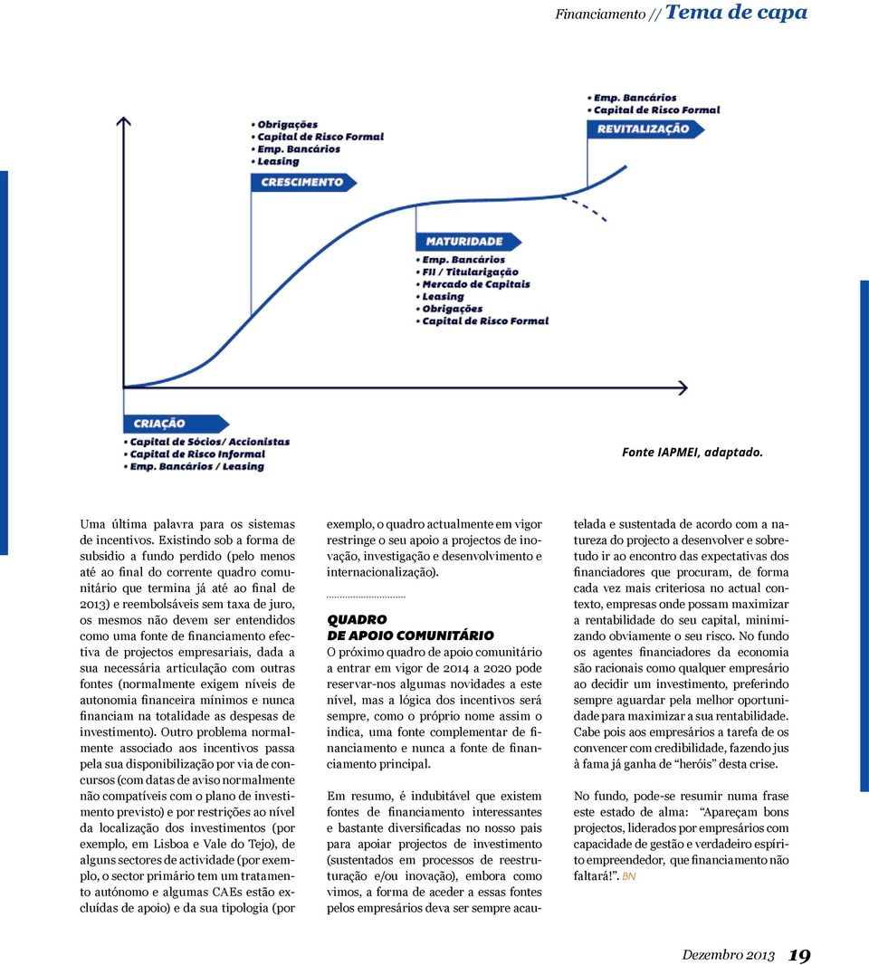 ser entendidos como uma fonte de financiamento efectiva de projectos empresariais, dada a sua necessária articulação com outras fontes (normalmente exigem níveis de autonomia financeira mínimos e