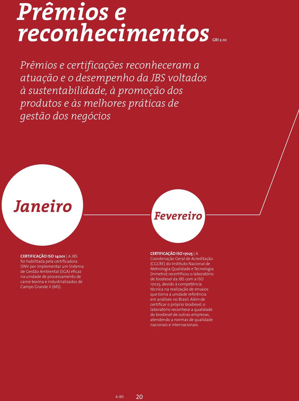 CERTIFICAÇÃO ISO 14001 A JBS foi habilitada pela certificadora DNV por implementar um Sistema de Gestão Ambiental (SGA) eficaz na unidade de processamento de carne bovina e industrializados de Campo