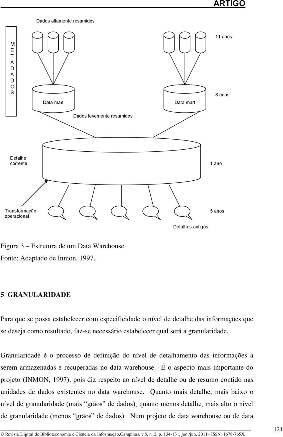 5 GRANULARIDADE Para que se possa estabelecer com especificidade o nível de detalhe das informações que se deseja como resultado, faz-se necessário estabelecer qual será a granularidade.