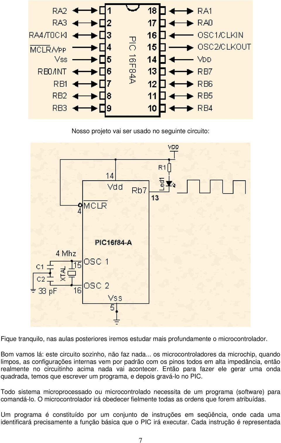 Então para fazer ele gerar uma onda quadrada, temos que escrever um programa, e depois gravá-lo no PIC.