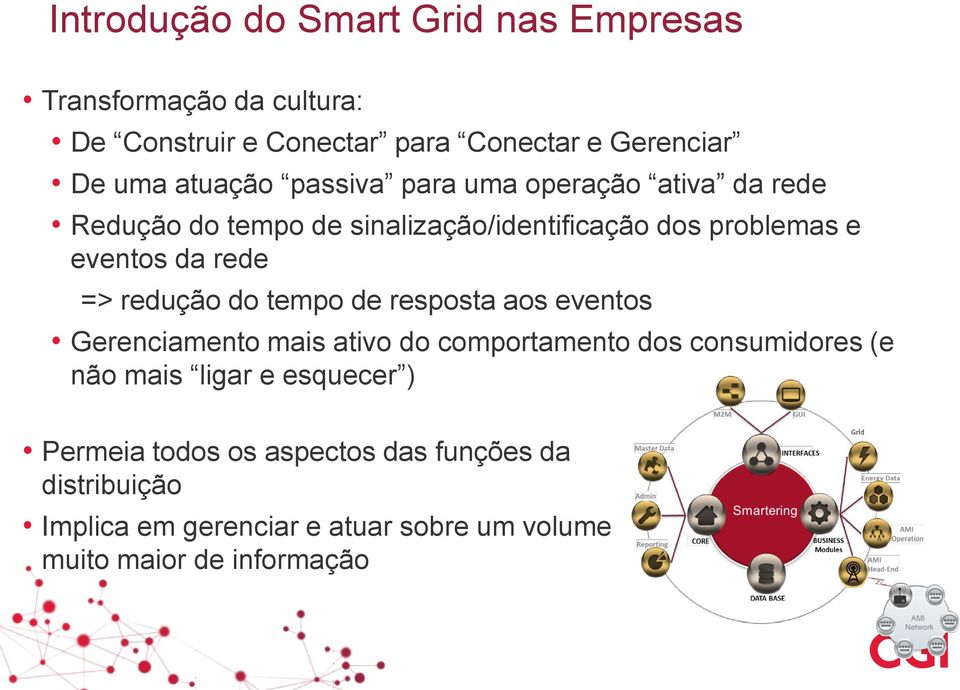 => redução do tempo de resposta aos eventos Gerenciamento mais ativo do comportamento dos consumidores (e não mais ligar e