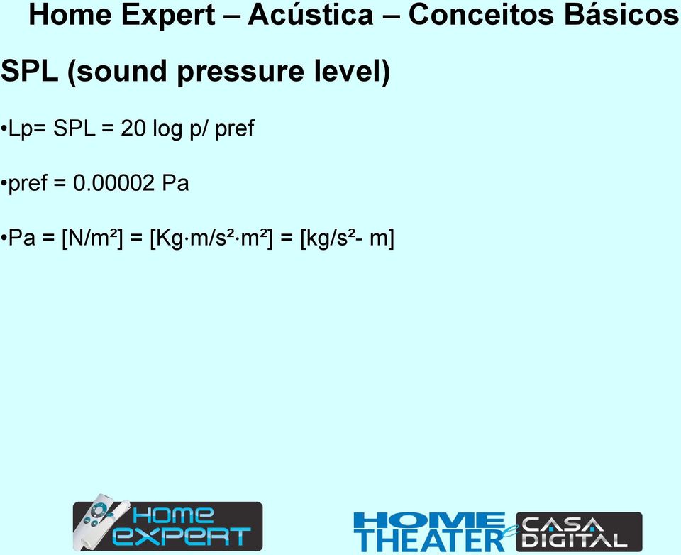 Lp= SPL = 20 log p/ pref pref = 0.