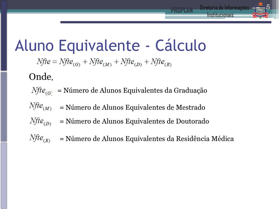 Equivalentes de Mestrado = Número de Alunos