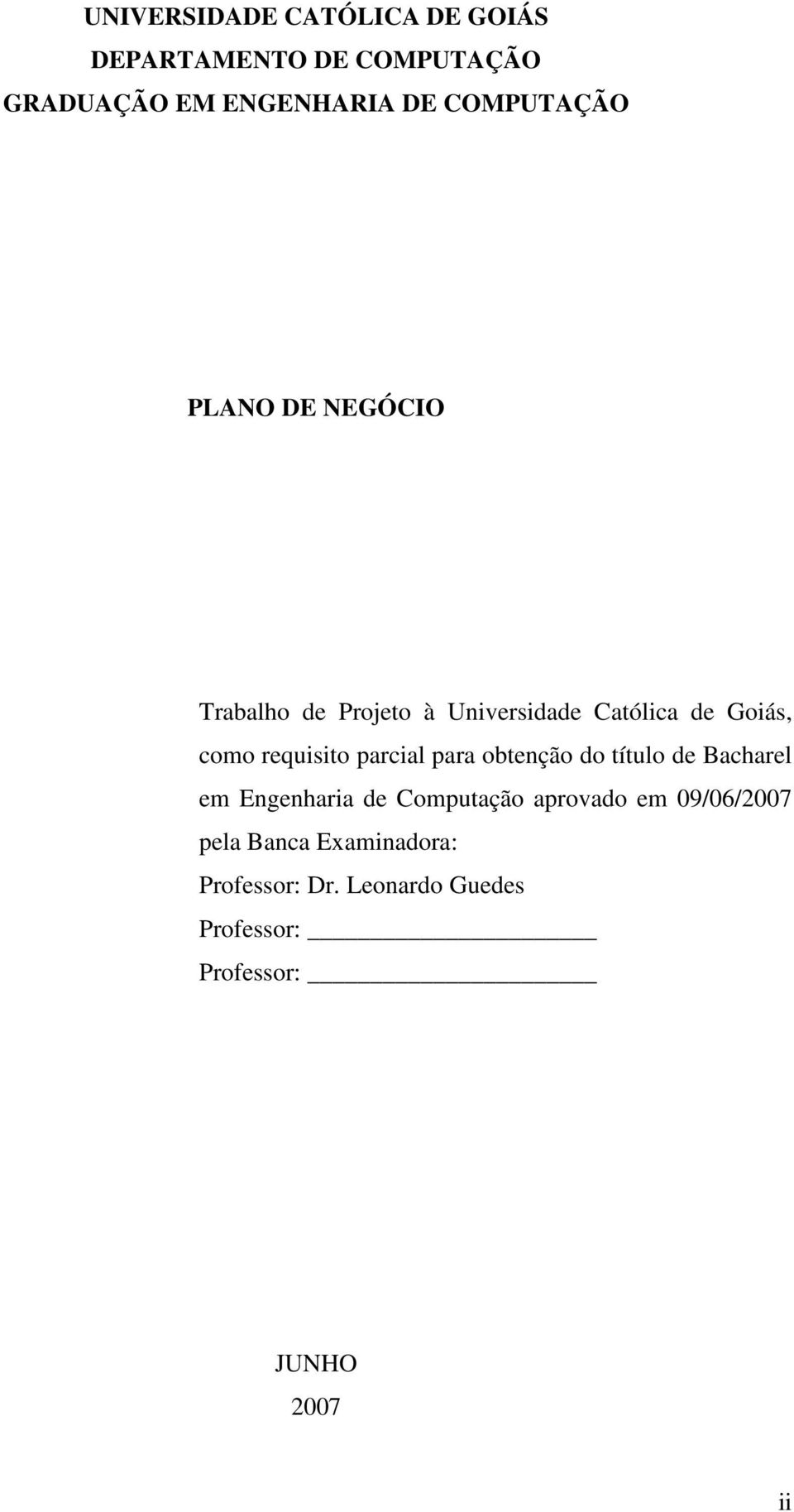 requisito parcial para obtenção do título de Bacharel em Engenharia de Computação aprovado