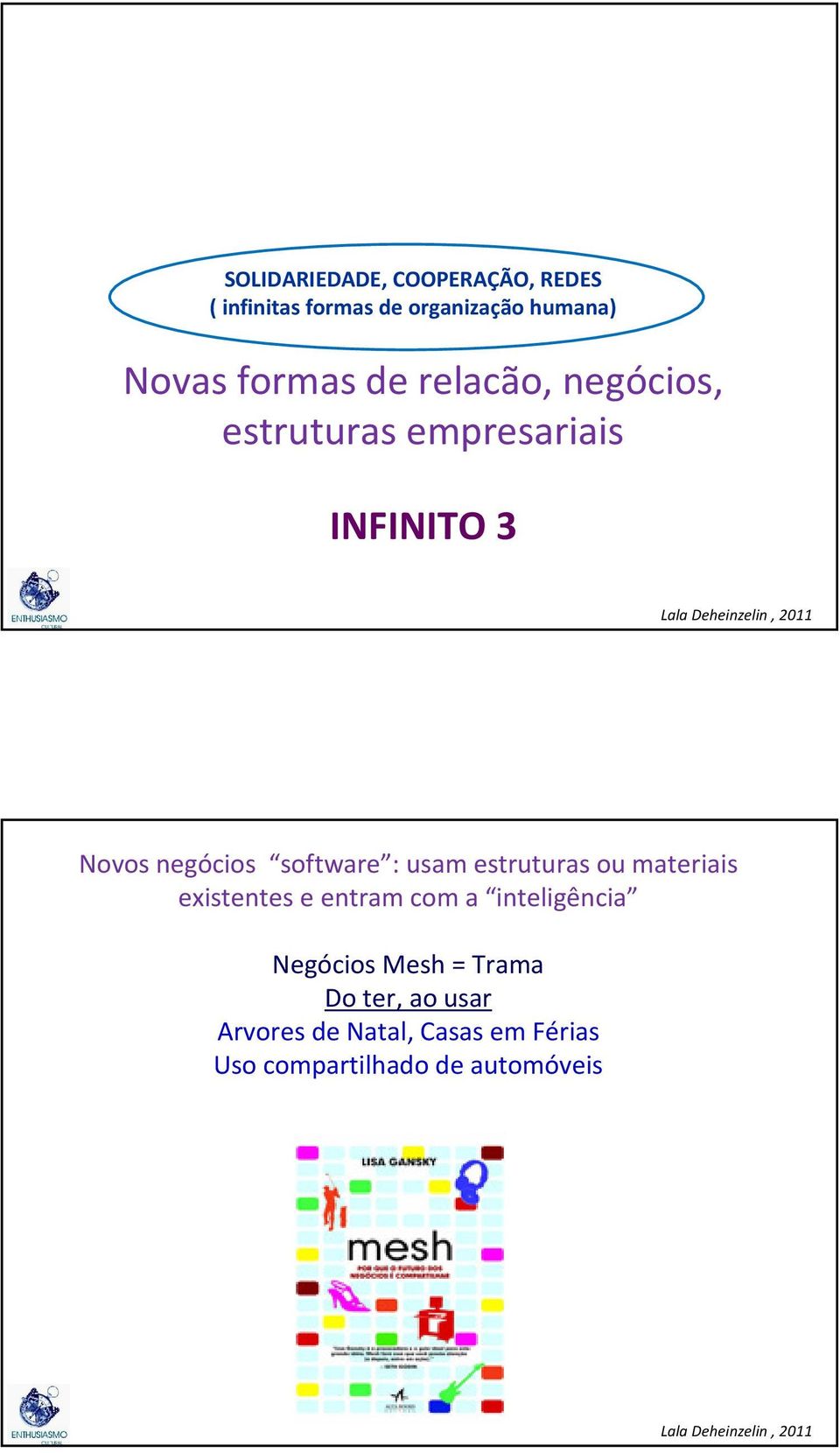 software : usam estruturas ou materiais existentes e entram com a inteligência Negócios Mesh =