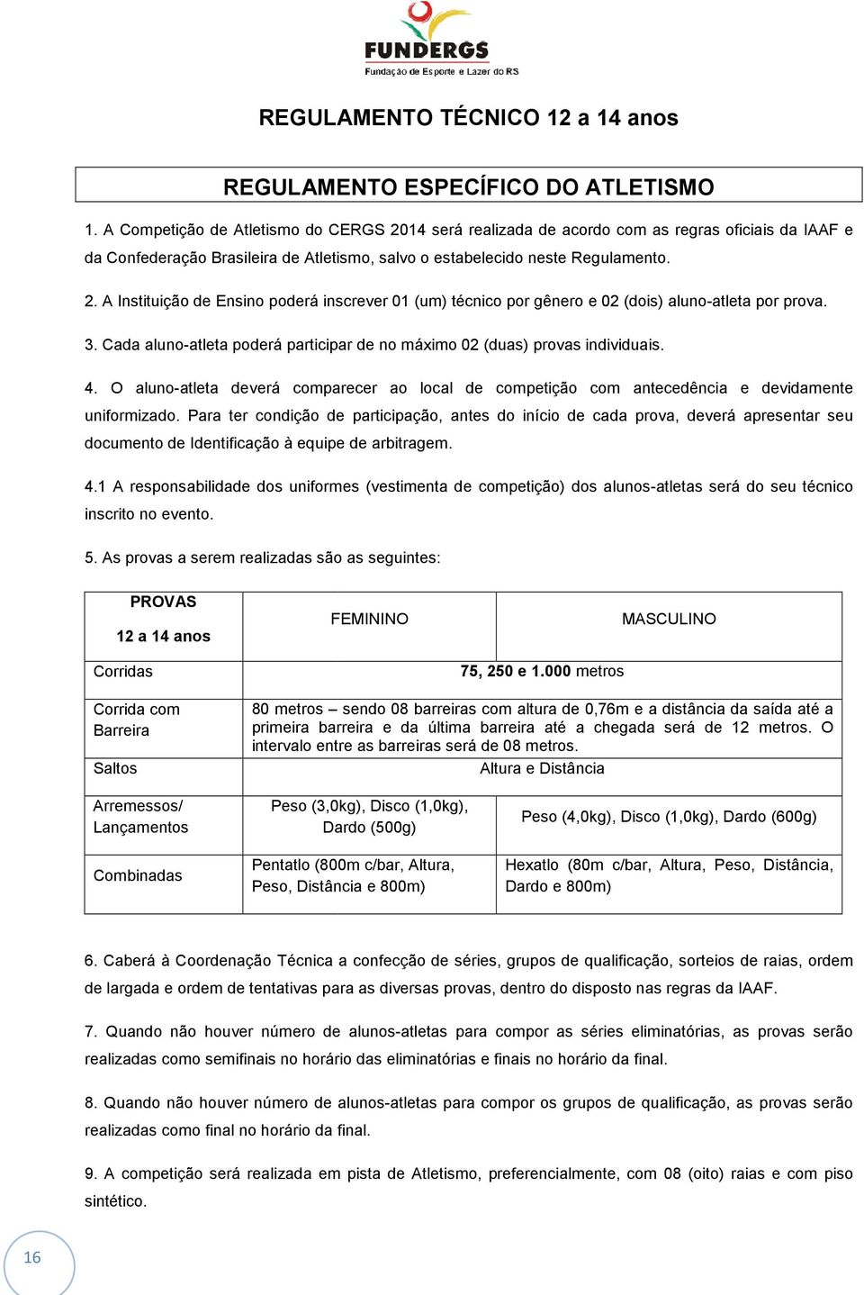 3. Cada aluno-atleta atleta poderá participar de no máximo 02 (duas) provas individuais. 4. O aluno-atleta atleta deverá comparecer ao local de competição com antecedência e devidamente uniformizado.