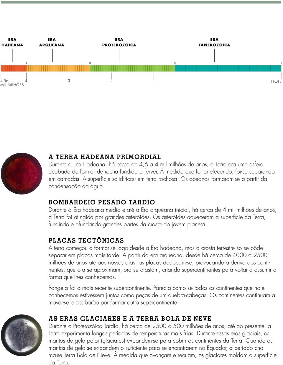 À medida que foi arrefecendo, foi-se separando em camadas. A superfície solidificou em terra rochosa. Os oceanos formaram-se a partir da condensação da água.