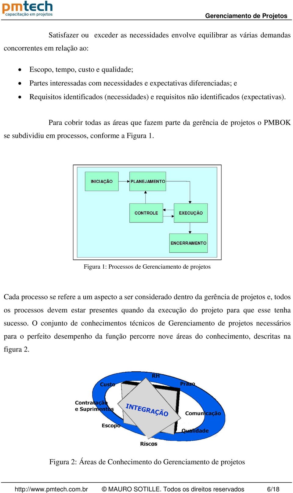 Para cobrir todas as áreas que fazem parte da gerência de projetos o PMBOK se subdividiu em processos, conforme a Figura 1.