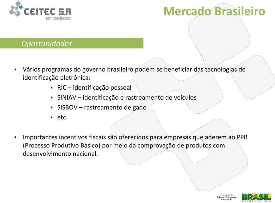 de veículos SISBOV rastreamento de gado etc.