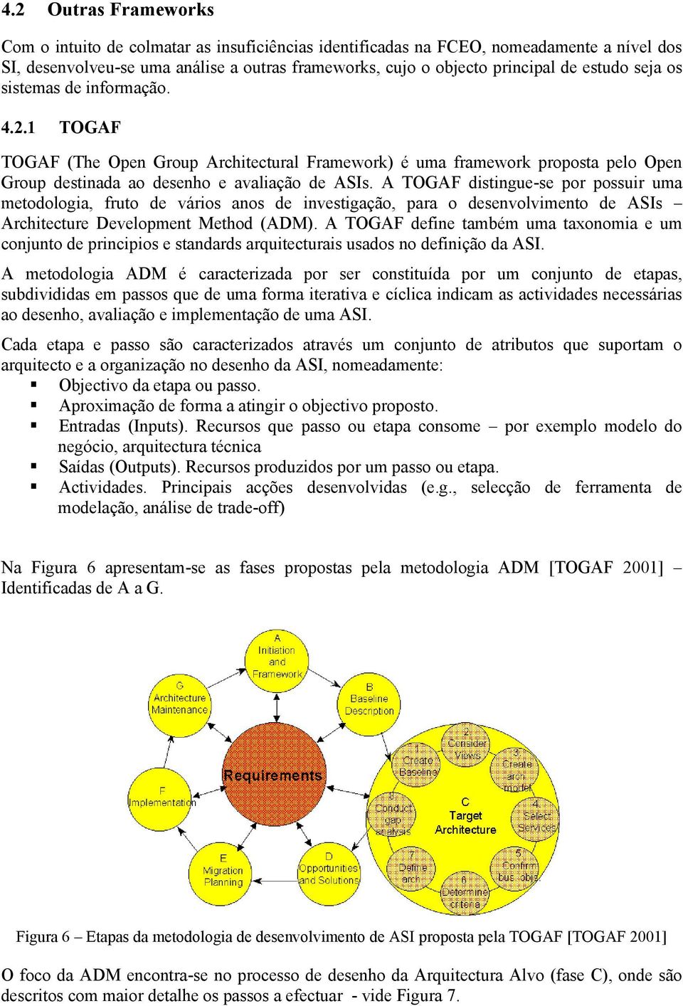 A TOGAF distingue-se por possuir uma metodologia, fruto de vários anos de investigação, para o desenvolvimento de ASIs Architecture Development Method (ADM).