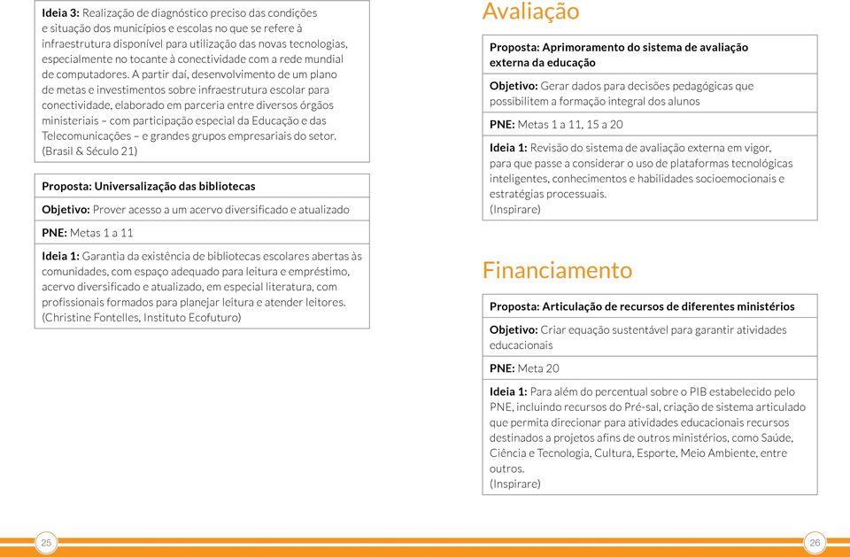 A partir daí, desenvolvimento de um plano de metas e investimentos sobre infraestrutura escolar para conectividade, elaborado em parceria entre diversos órgãos ministeriais com participação especial