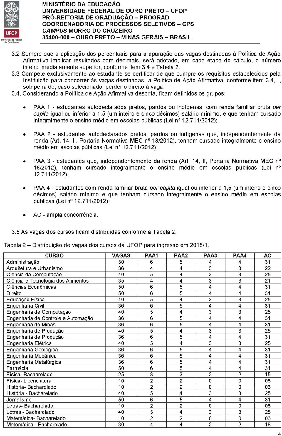 4 e Tabela 2. 3.