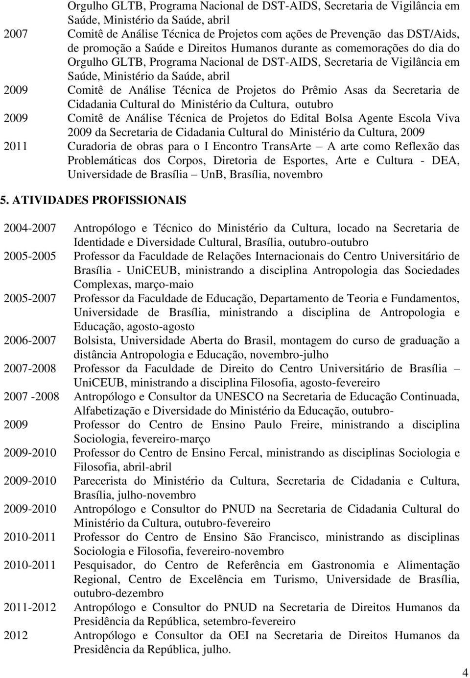 de Projetos do Prêmio Asas da Secretaria de Cidadania Cultural do Ministério da Cultura, outubro 2009 Comitê de Análise Técnica de Projetos do Edital Bolsa Agente Escola Viva 2009 da Secretaria de