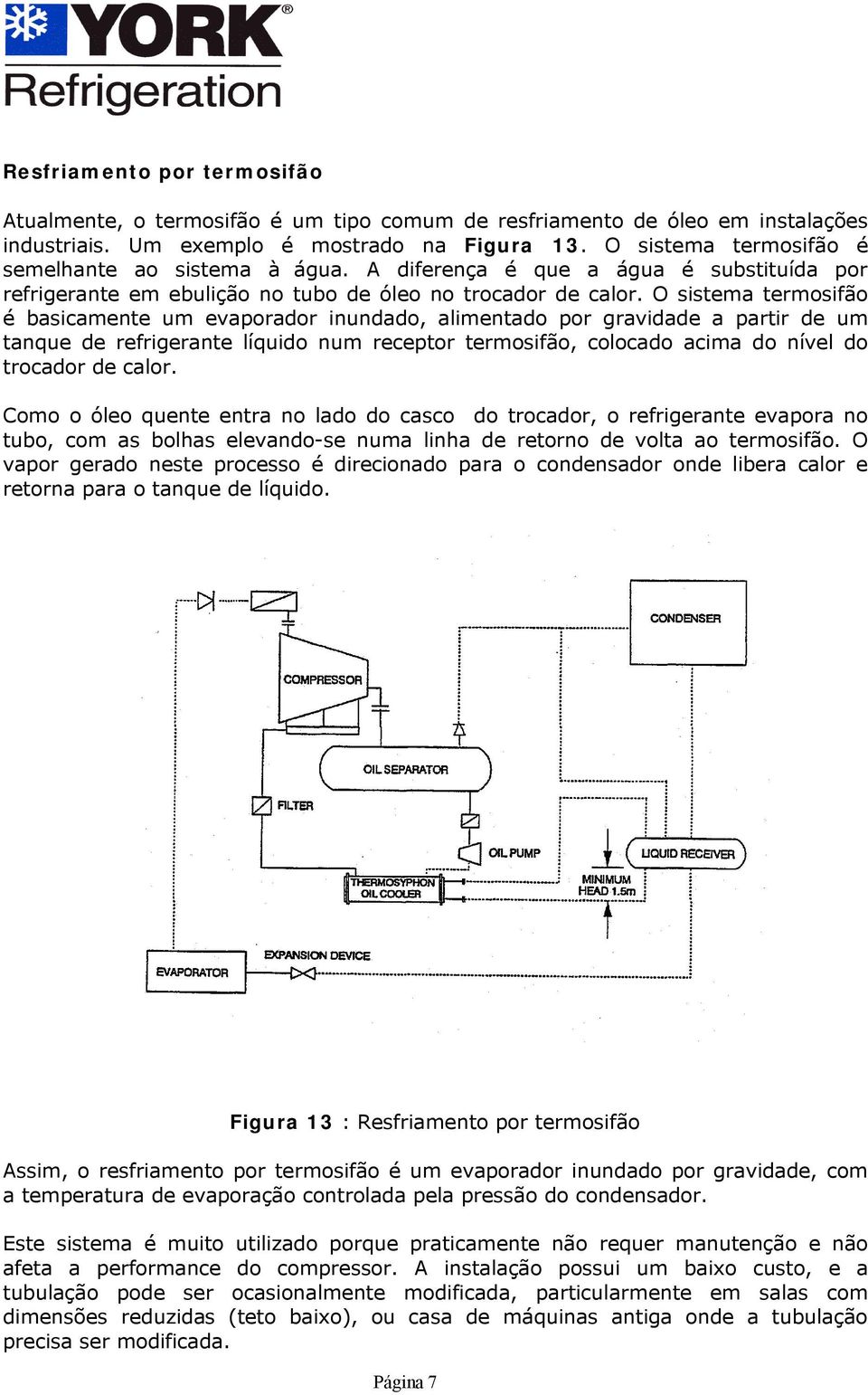 O sistema termosifão é basicamente um evaporador inundado, alimentado por gravidade a partir de um tanque de refrigerante líquido num receptor termosifão, colocado acima do nível do trocador de calor.