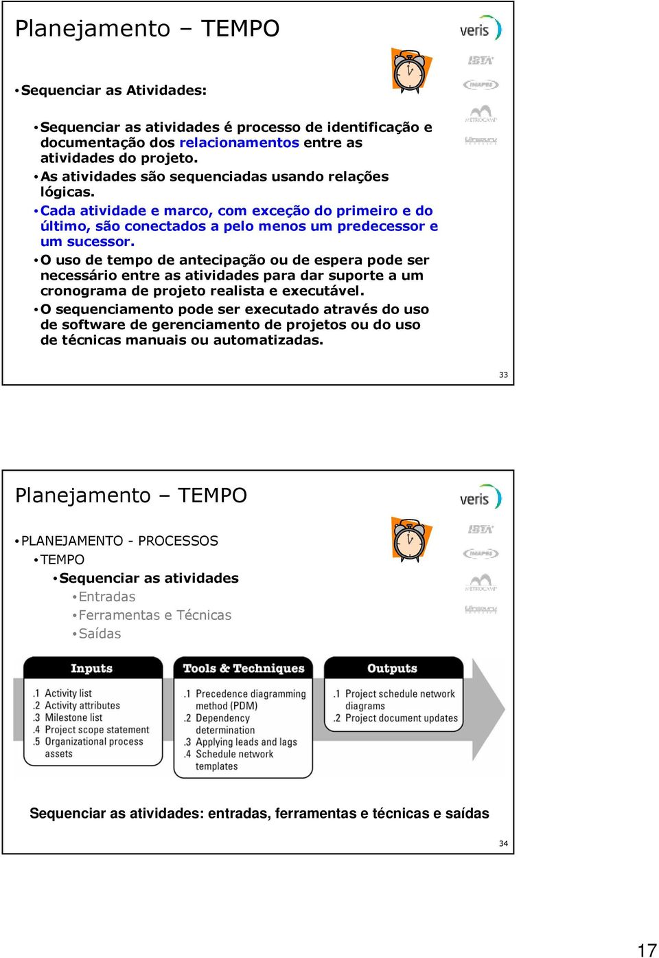 O uso de tempo de antecipação ou de espera pode ser necessário entre as atividades para dar suporte a um cronograma de projeto realista e executável.