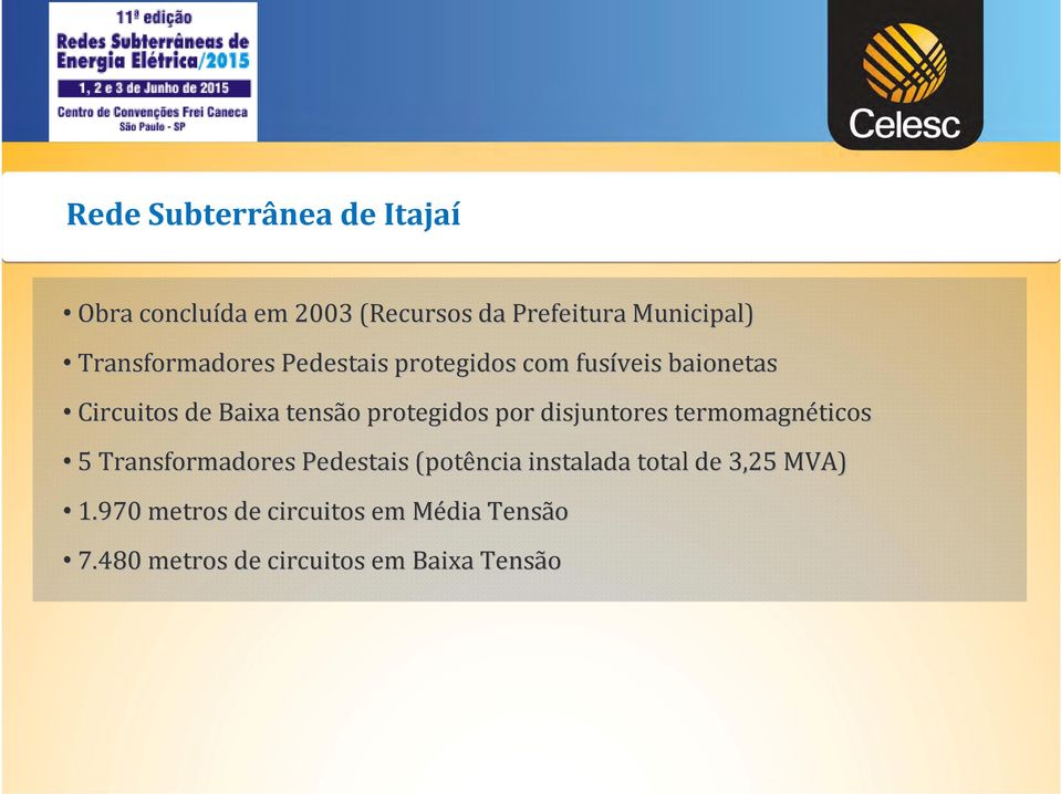 protegidos por disjuntores termomagnéticos ticos 5 Transformadores Pedestais (potência