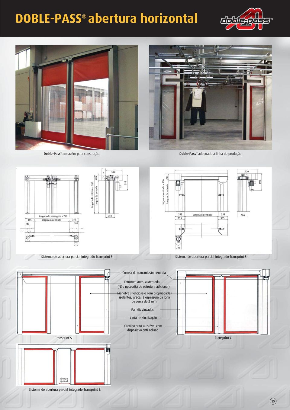 355 355 355 380 225 Sistema de abertura parcial integrado Transprint S.