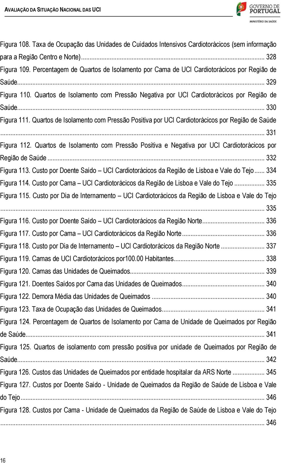 .. 330 Figura 111. Quartos de Isolamento com Pressão Positiva por UCI Cardiotorácicos por Região de Saúde... 331 Figura 112.