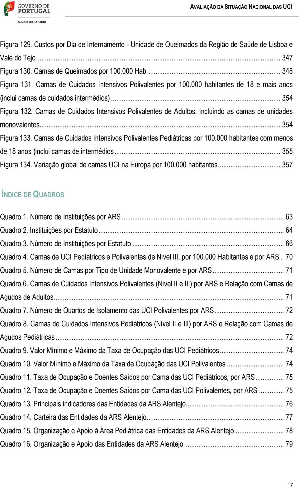 Camas de Cuidados Intensivos Polivalentes de Adultos, incluindo as camas de unidades monovalentes... 354 Figura 133. Camas de Cuidados Intensivos Polivalentes Pediátricas por 100.